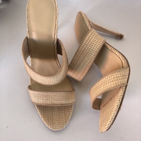 House of Harlow 1960 X REVOLVE Lane Heels Natural Straw Beige Pumps - Picture 5 of 8